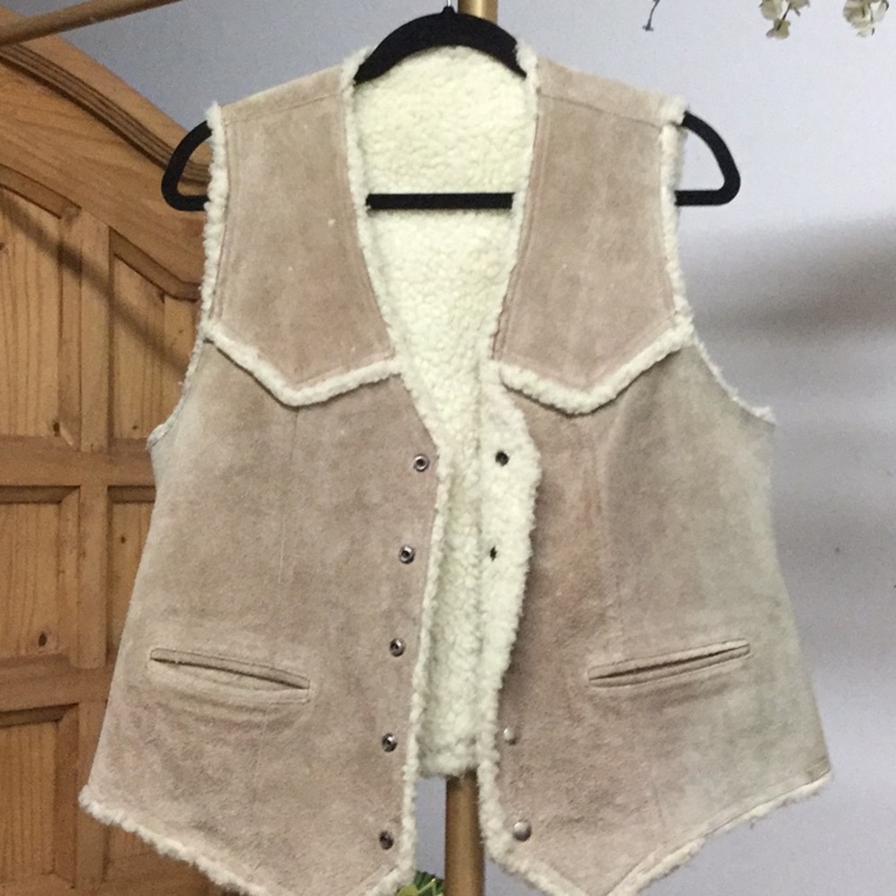 Vintage Sherpa cowboy cowgirl rodeo vest ranch farm horse landman cabin - Picture 1 of 13